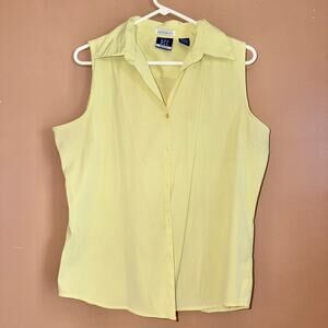 DCC Missy Stretch Sleeveless Button Down Blouse Top Yellow - Size Large